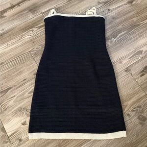 Navy Crochet Style Dress